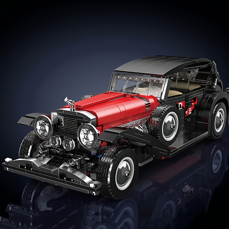 Image of (no Original Box) 1308pcs Bricks Assembly Vintage Car Block Model For Party, Birthdays, Halloween, Christmas Gift, Mk10114 Old Style Vehicles Buildings Block Brick Building Toys For Home Decoration