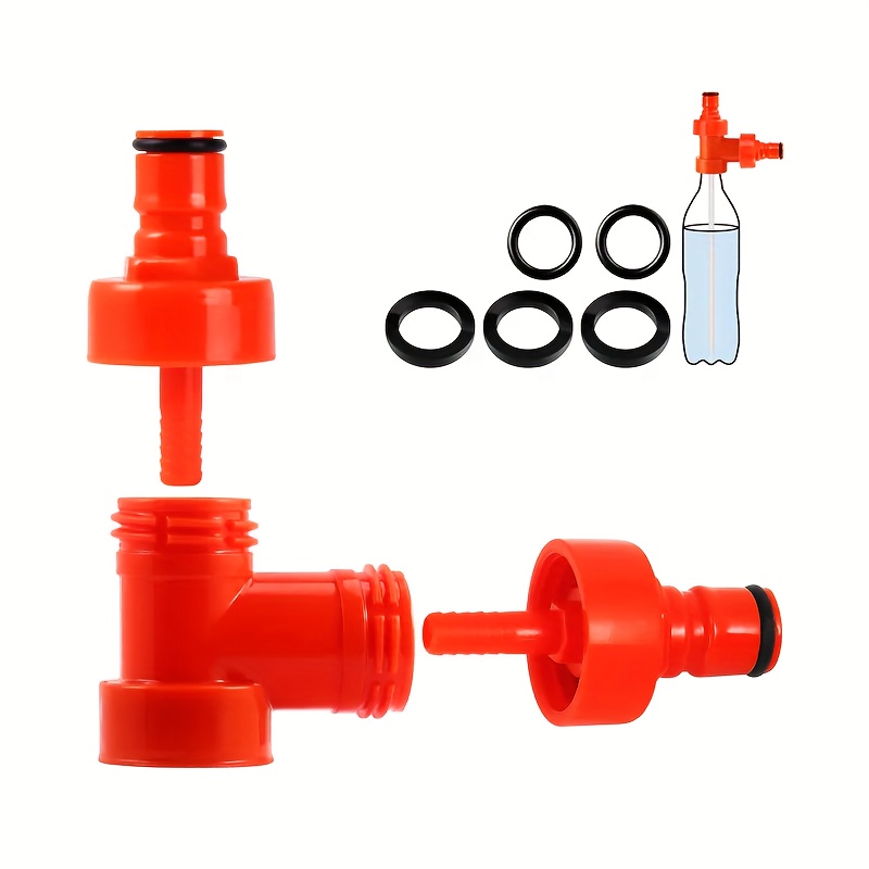 TEMU Lastic Carbonation Cap Tee Adapter Kit, Ball Lock Keg /16'' Beer Line Barb Kegging Soft Soda Drink Pet Bottles Counter Pressure Bottle Filling