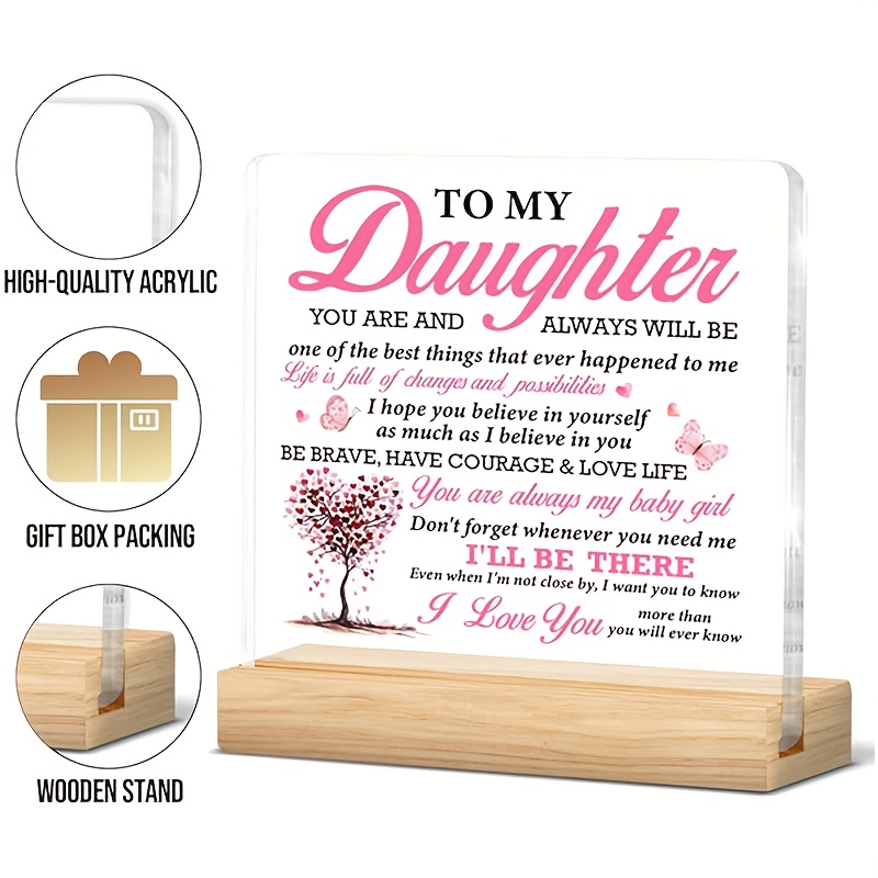 TEMU 2d Flat - [2d Flat] 2d Printing, 1pc Gift From Parents To Daughter, Inspirational Gift For Daughter, Acrylic Sign Home Desk Decoration For My