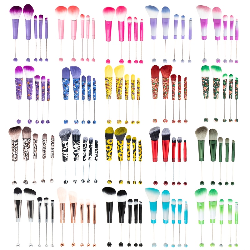 TEMU 15pcs Metal Handle Beadable Makeupbrush Set, Beautytools, Includespowder Blusher Brush, Slant Head Eye, 's Day, Best Friend Gifts