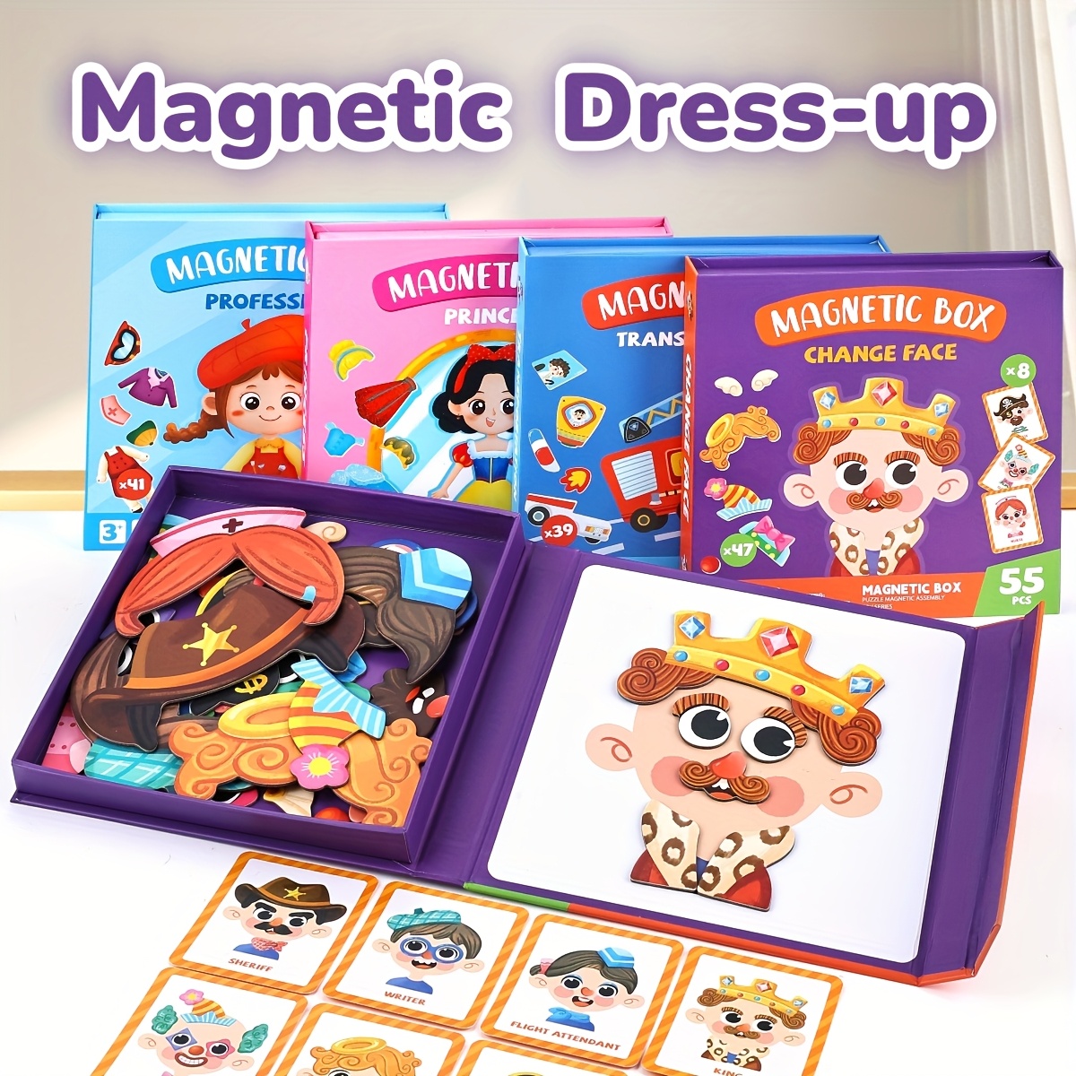 magical dress up   and girls pretend puzzle game role playing emotional management face changing educational toy traffic professional princess theme scene fun gift for children ages 3 6 0