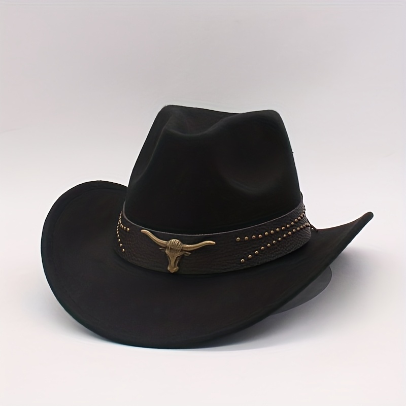 TEMU 1 pièce Chapeau de cowboy et simple à large bord pour femme, accessoire de sangle couleur bronze, cadeau pour fête et cosplay