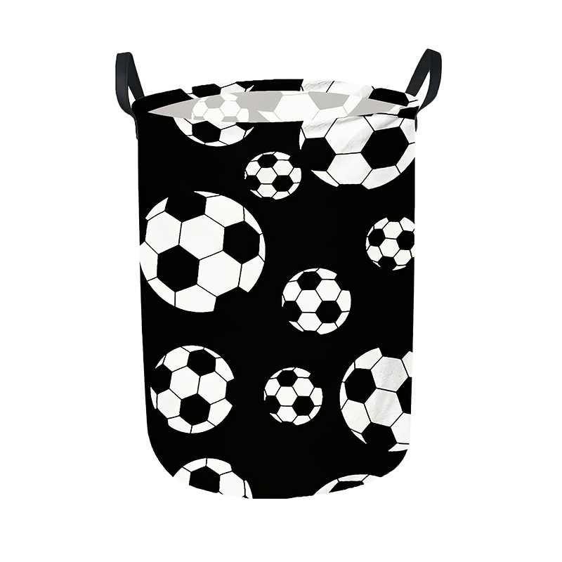 

1pc Football Pattern Laundry Basket, Room Hamper, Canvas, Foldable, Large Storage Basket For Toy Room, Bedroom, Clothes, Laundry Baskets