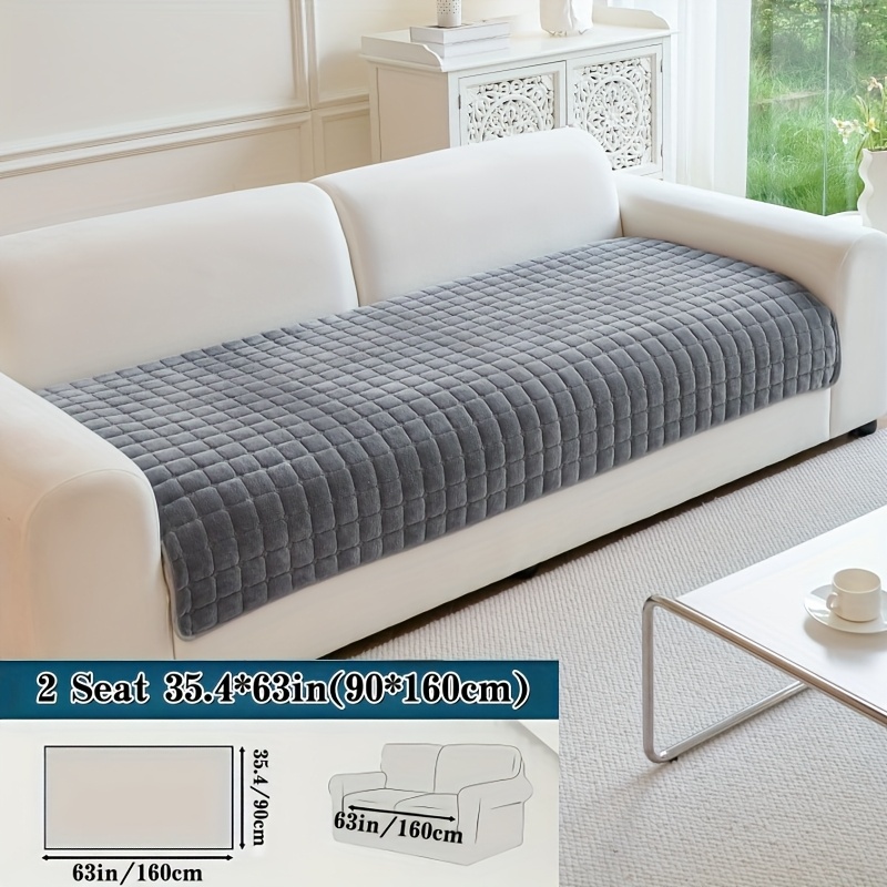 Image of 1pc Solid Color Milk Anti Slip Sofa Pad, Pet Friendly, Soft, Warm, Fashionable Home Decoration, Suitable For Living Room, Bedroom, Office, Machine Wash, Hand Wash, Suitable For Autumn And Winter