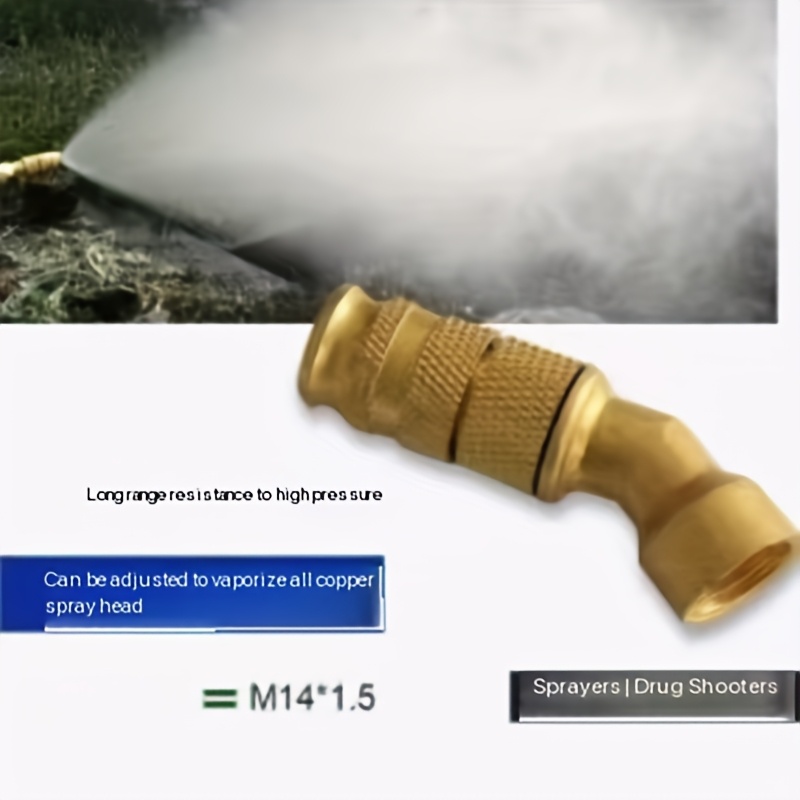 1pc Adjustable Brass Atomizing Nozzle For Sprayers - 60mm Length, Conical Spray Design, Ideal For Agricultural & Lawn Care Applications, Hose Spray Nozzle