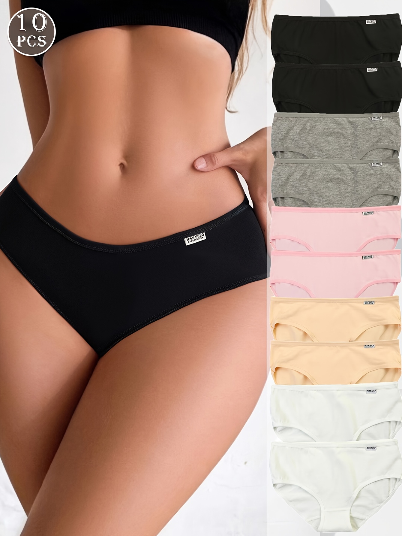 10 pack womens     underwear breathable comfortable alphabet pattern knit fabric high stretch daily casual briefs 95 5 elastane