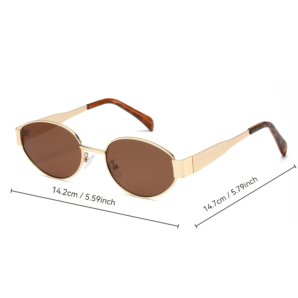 2/1 Pair Women's Metal Frame Oval Fashion Trendy Glasses for Daily Wear, Women's Tinted Beach Accessories