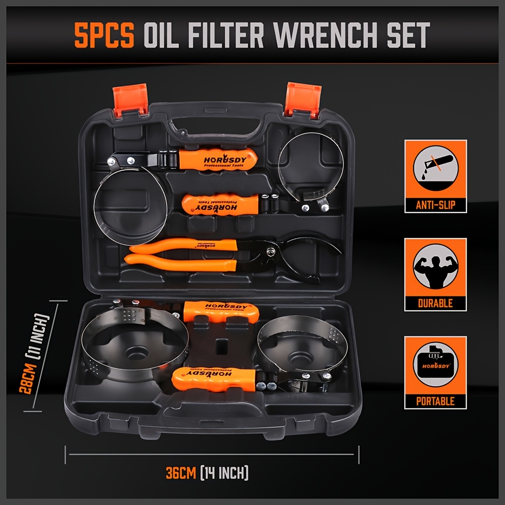 5pcs Standard Swivel Oil Filter Wrench Set, Durable & Easy Operation