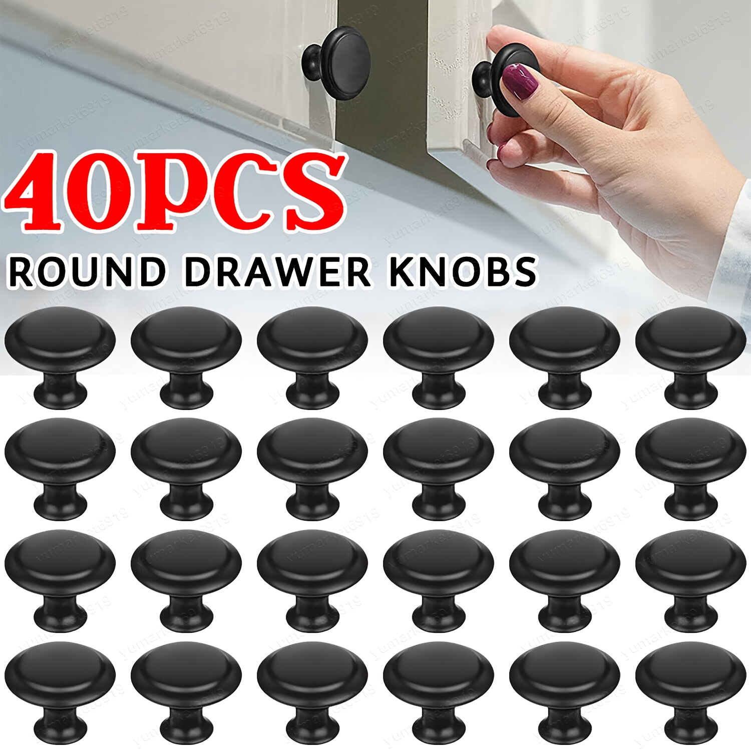 40pcs Drawer Hardware - Black 30mm Cabinet Knobs & Pulls For Dressers & Kitchens With Screw