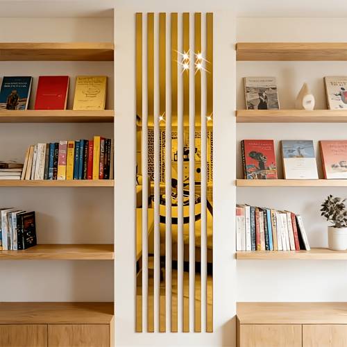 Artikelbild 12- packung künstlerische goldene spiegel-wandsticker. selbstklebend, kein bohren erforderlich. für wohnzimmer- und schlafzimmer-tv-hintergrundwände, sowie eingangsbereiche und firmen-rezeptionen, für 3d-dekoration