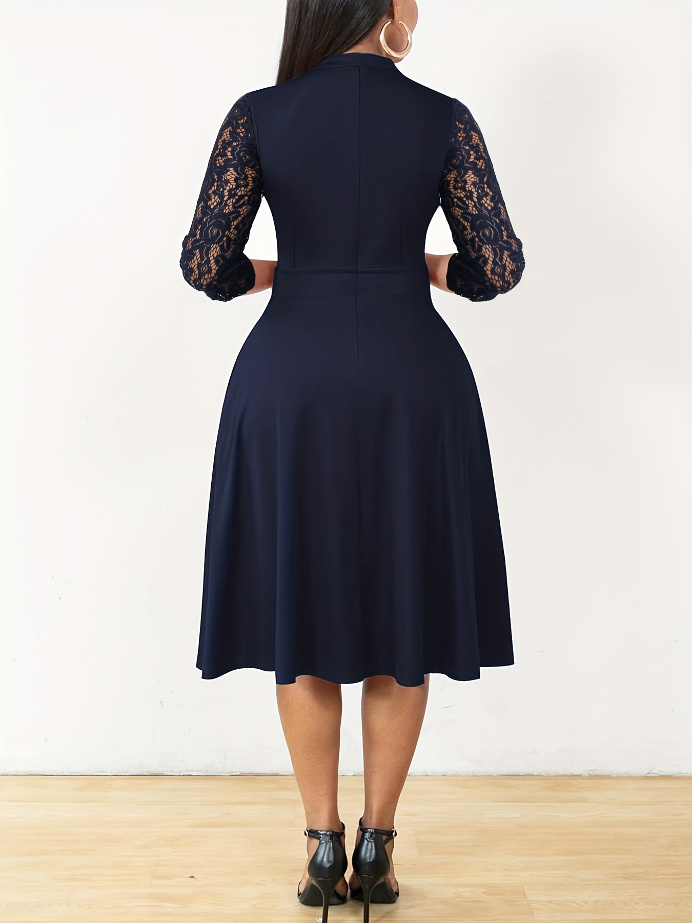 autumn winter womens fashion elegant v neck lace sleeve