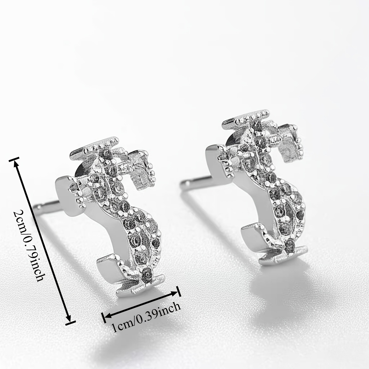 Women's Minimalist 3D 'STK' Letter Stud Earrings, Geometric Style