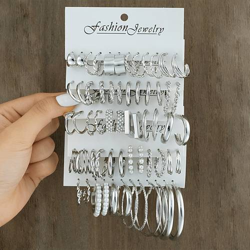 random 24pcs elegant exquisite and face shaping o hoop shaped geometric square hollow tubular c shaped ring style womens fashion earrings for parties dates gifting and everyday versatile wear