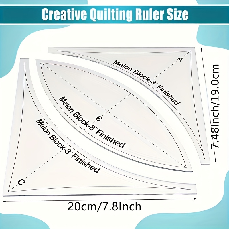 TEMU A Set Of 3 Acrylic Quilting Rulers - Multi-functional Curve Templates, Suitable For Diy Sewing And Crafts, Durable Fabric Cutting Tools