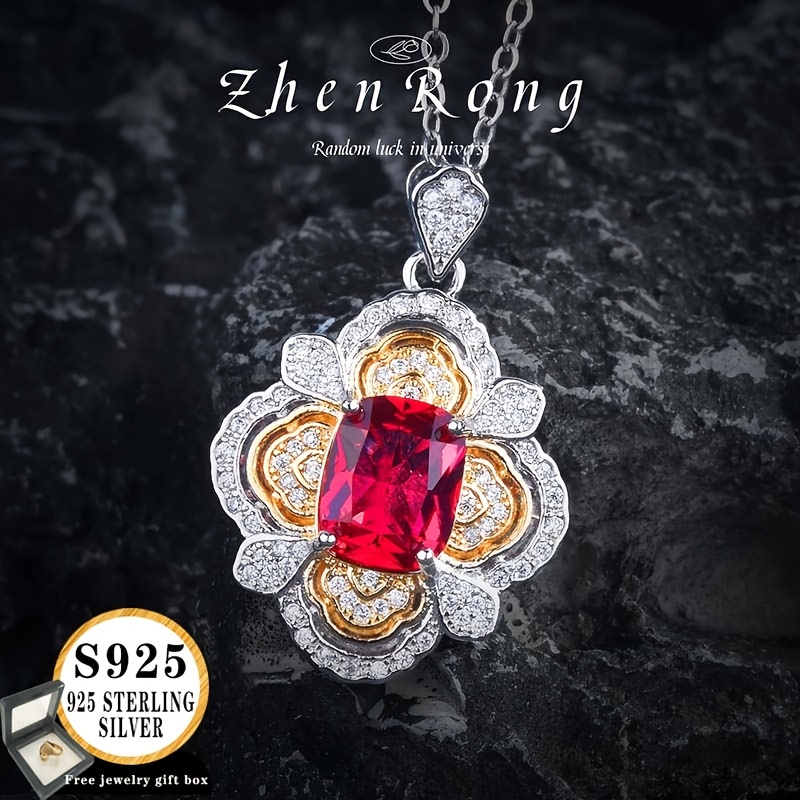 Image of 925 Silver High Italian Retro Woven Pattern Carved Golden Court Style Pendant, Flower Leaf Luxury Inlaid Pendant Suitable For Daily Wear, As A Holiday Anniversary Christmas Gift To Girlfriend Or Wife