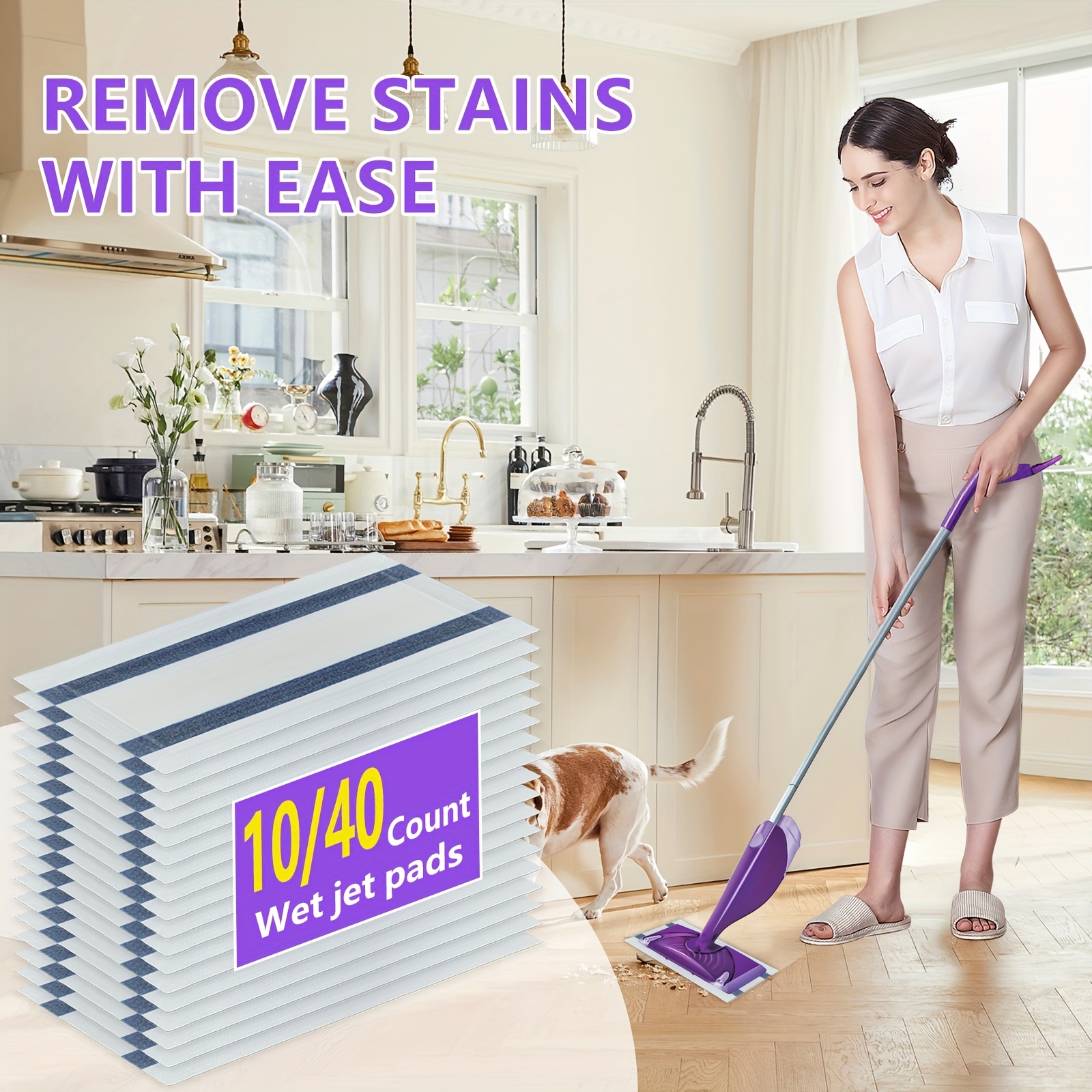 

10/40 Count Disposable Refills Compatible With Mop, Multi-surface Pads Refills Compatible With For Hardwood Floor Cleaning