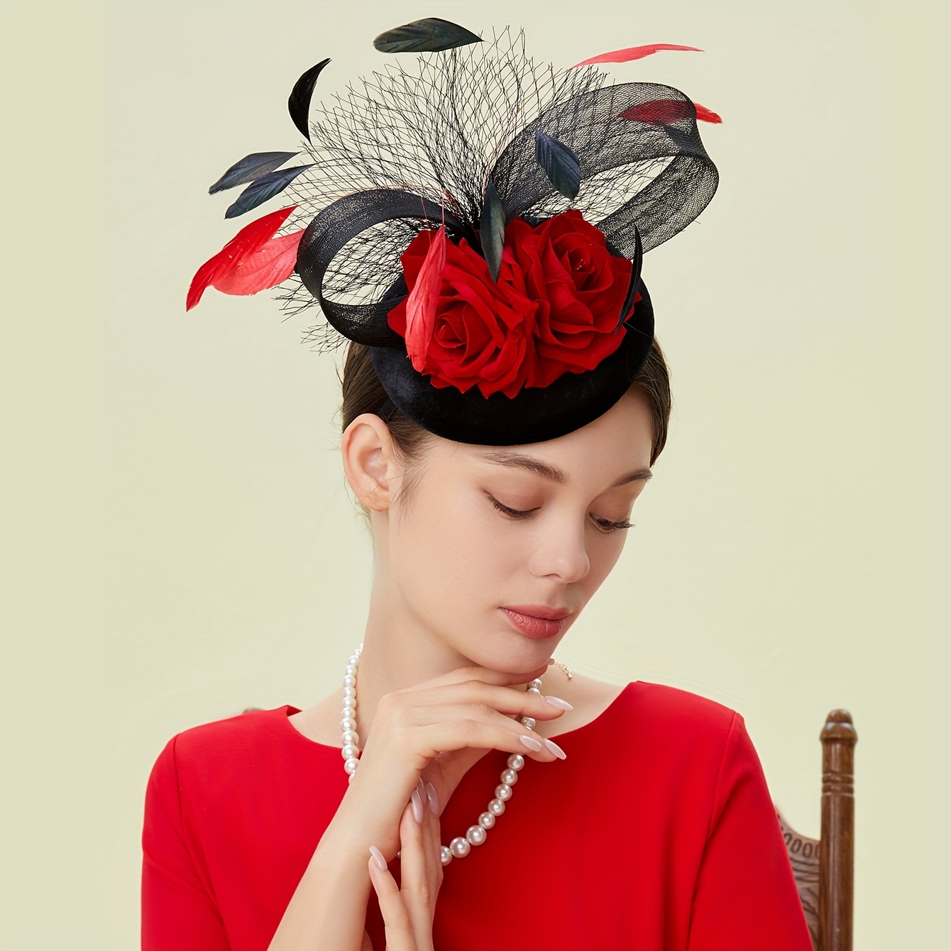 3727 Veil Feather Fascinators Hats Hair Clip Pillbox Derby Hat Mini Top il_fullxfull.3045677368_2png.jpg main image 2