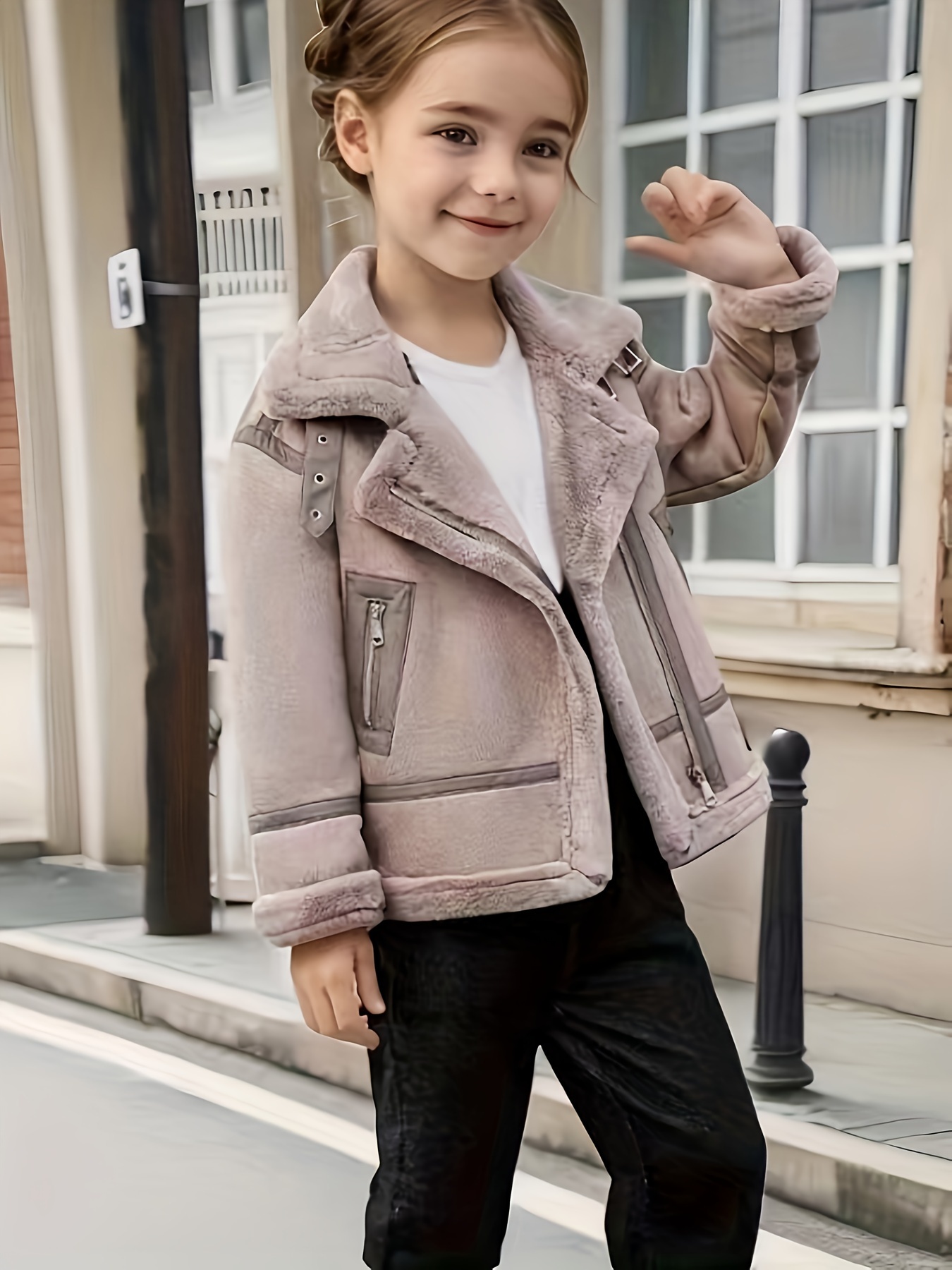 Boys And Girls Baby Suede Jacket Winter New Korean Wear Fashionable Thickened Faux Fur One-Piece Top