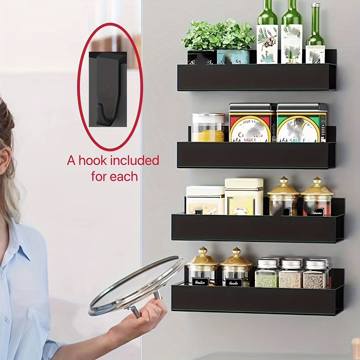 

1pc Magnetic Storage Rack, Refrigerator Side Magnetic Absorption Storage Shelf, Magnetic Seasoning Rack, Kitchen Accessories, Home Organization And Storage Supplies