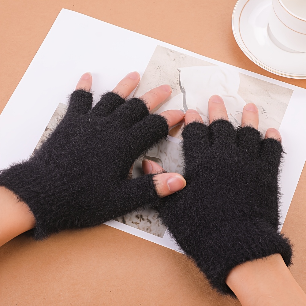 TEMU Gants Doublés Doigts pour Femmes, Compatibles Écran Tactile - Gants d'Hiver Extensibles et Chauds pour Conduite, Sport Air et Dactylographie,