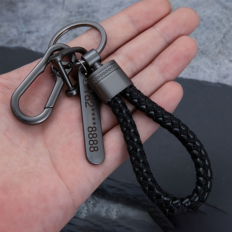 

1pc Zinc Alloy Keychain With Woven Rope - Anti-loss Car Key Holder, Outdoor Gear Clip, Keyring For