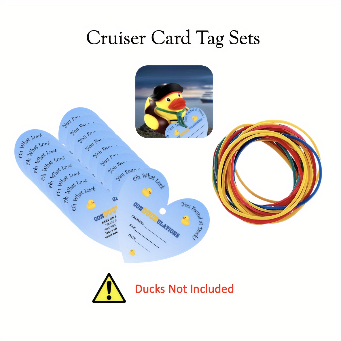 

60-piece Cruise Ship Card Set With Rubber Bands - Blue & Designs, 'show Your Kindness' Message, Fun Duck Game For Carnival Travel Essentials