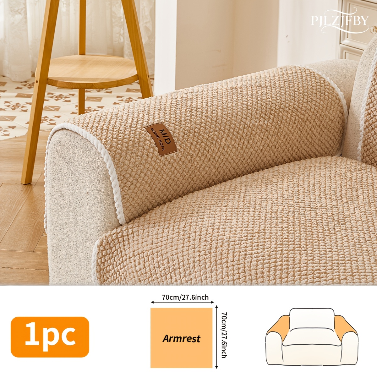 TEMU 1pc Plush Velvet Particle Velvet Solid Color Sofa Cushion, Hot-stamping , Pet-friendly, Non-slip On Backside And Washable, Easy , Suitable For