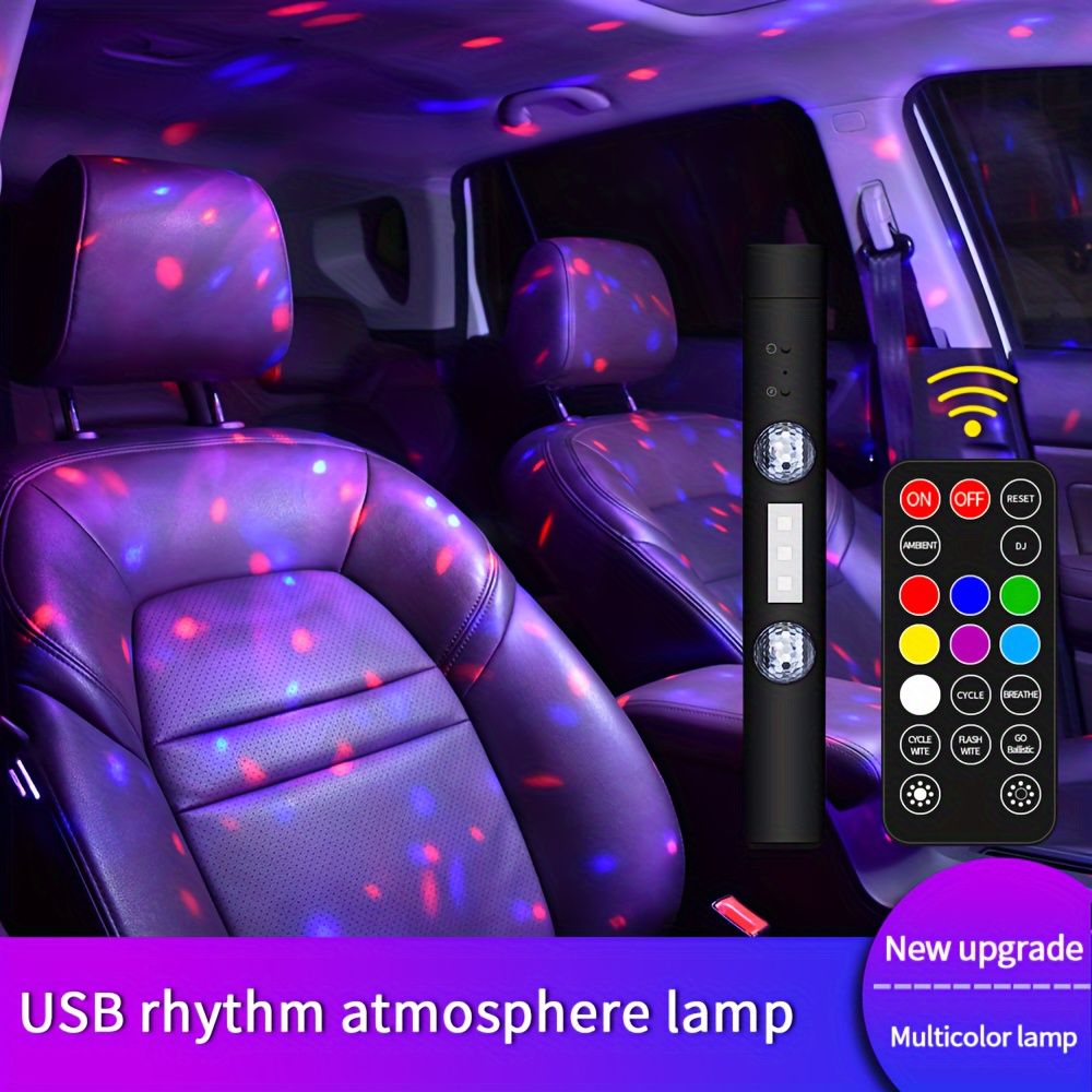 usb rechargeable multicolor led car neon accent lights with remote 5v interior atmosphere lamp for music rhythm ambient decoration dj party lighting versatile use for vehicles home details 3