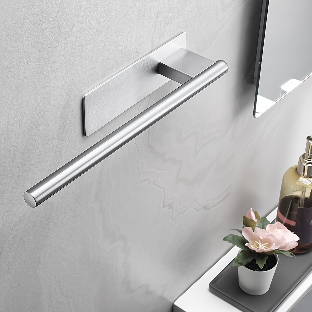 TEMU Stainless Steel Towel Rack Without Drilling, Kitchen Bathroom Towel Rack With Self-adhesive Guest Towel Rack, Wall Mounted Towel Rack Hanging