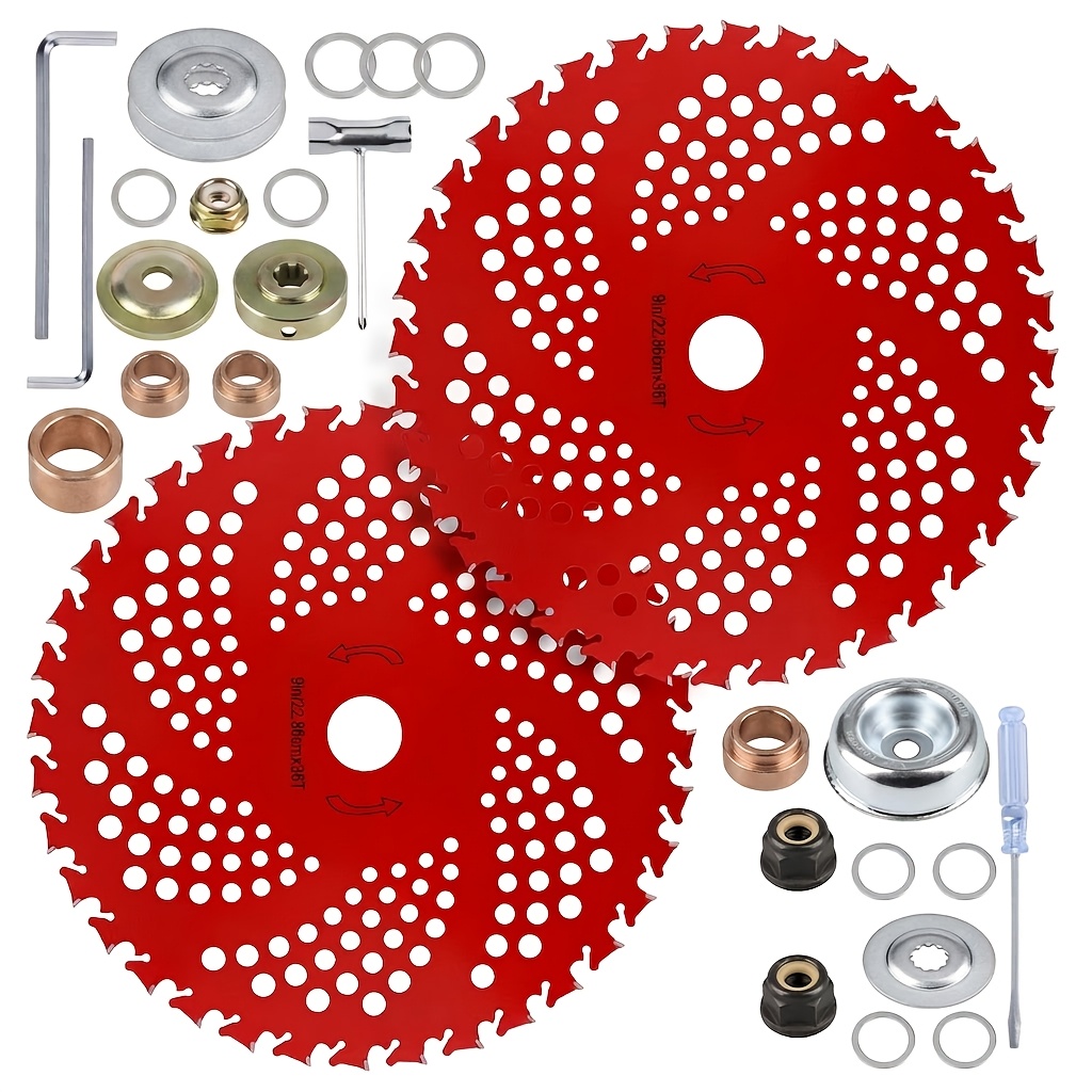 9" X 36 Teeth Carbide Tipped Cutter For , String Trimmer, Weed , Brush Cutter, Compatible With Husqvarna, Stihl, Fsx, Ego And More With A Universal Adapter Kit, For Brush Cutters, Trimmers, Etc.