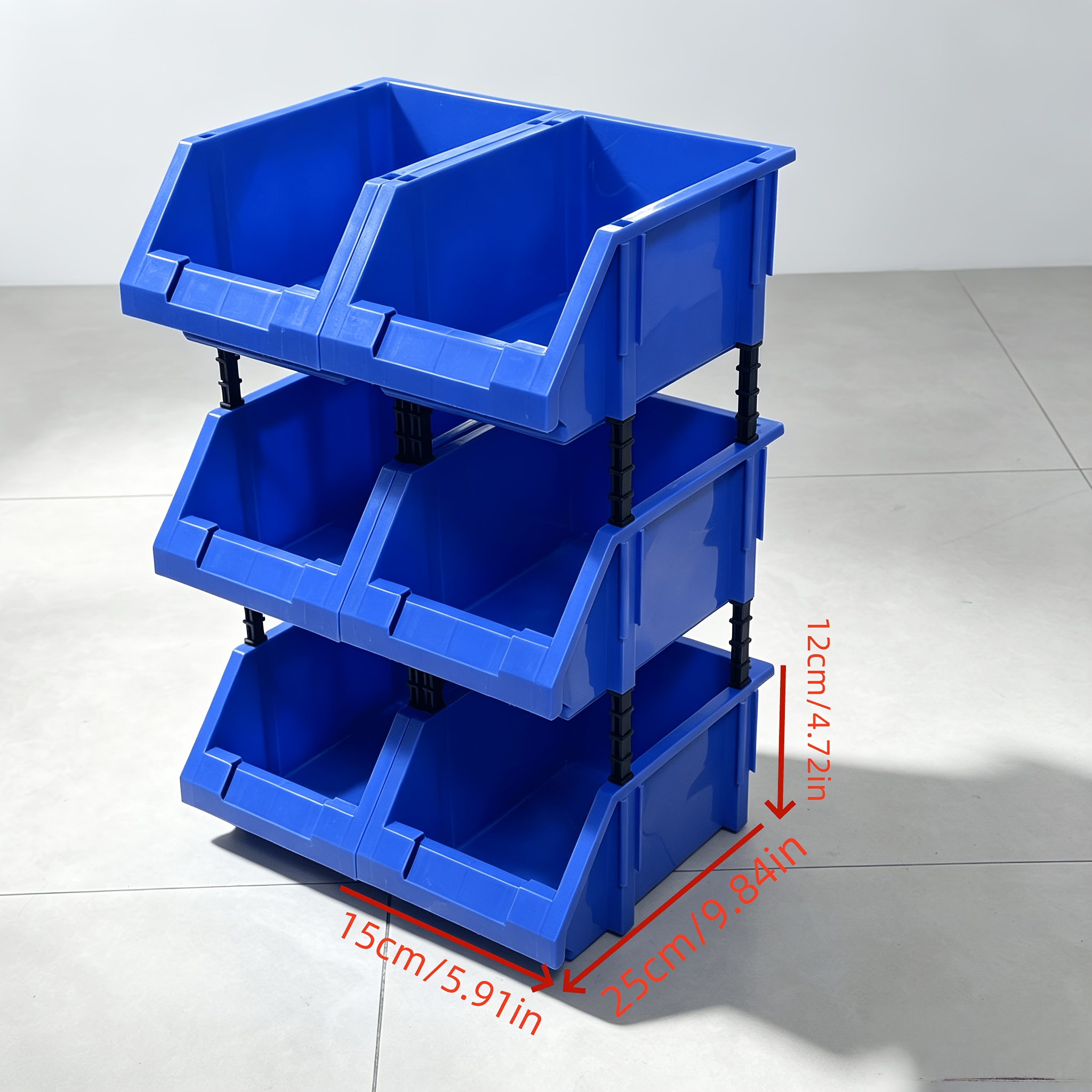 TEMU 6pcs Garage Storage Toolboxes, Plastic Hanging Stackable Storage Boxes, For Storing Hardware, Tools, And Small Parts Multi-combination Parts Box