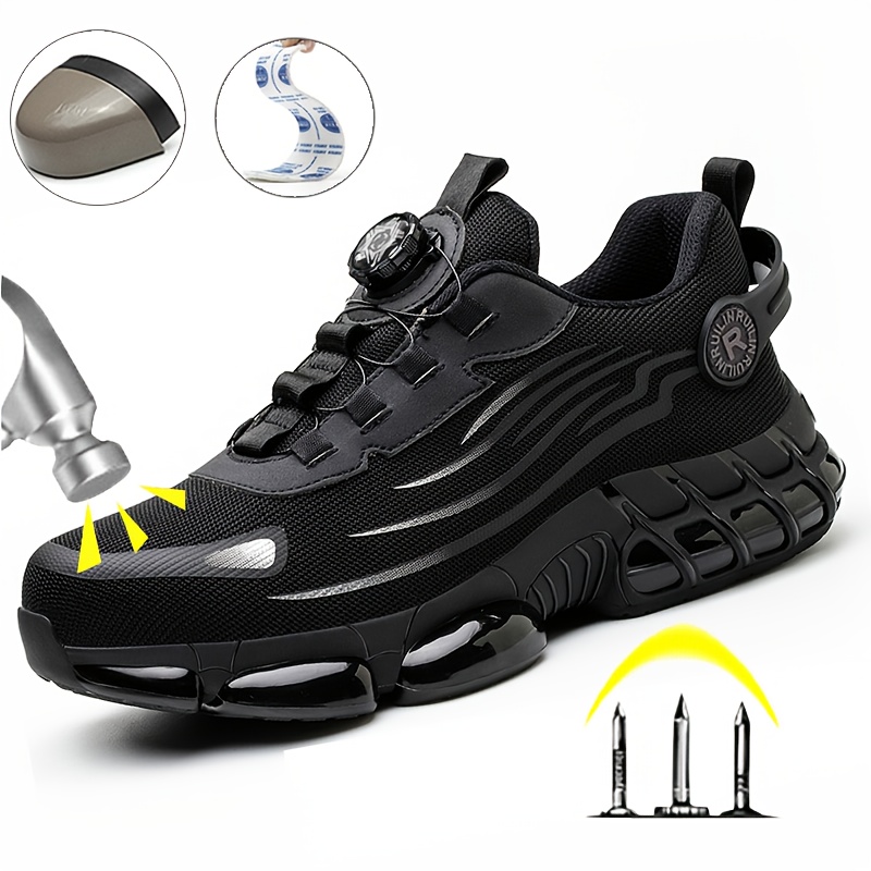   rotating   safety shoes anti puncture and anti crush steel toe shoes casual wear resistant protective footwear breathable and comfortable labor protection shoes for men and women   work shoes mens industrial and mining