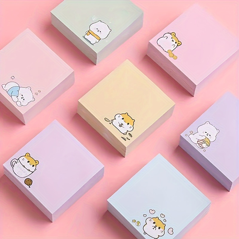 

80pcs Cute Portable Solid Color Cartoon Sticky Notes - Tearable Tissue And Reminder Notes In Random Colors