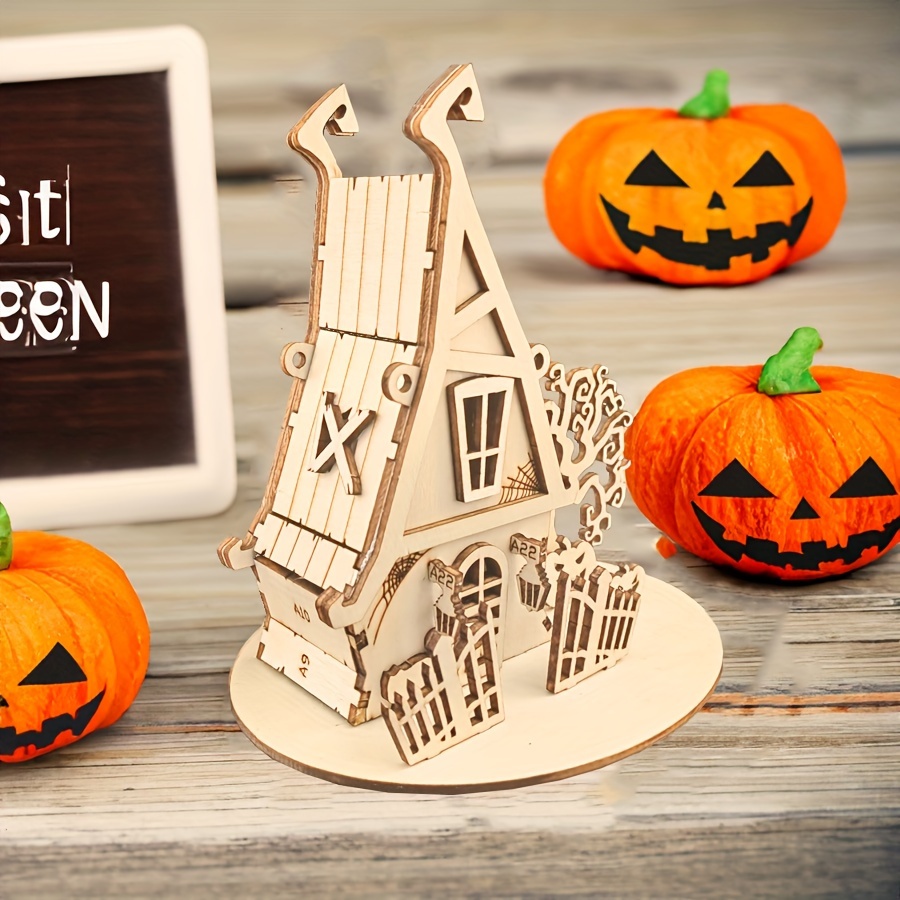 

Diy ' 3d Puzzle - Handcrafted Wooden Miniature Model For Halloween Decor, Easy , Perfect Gift Idea