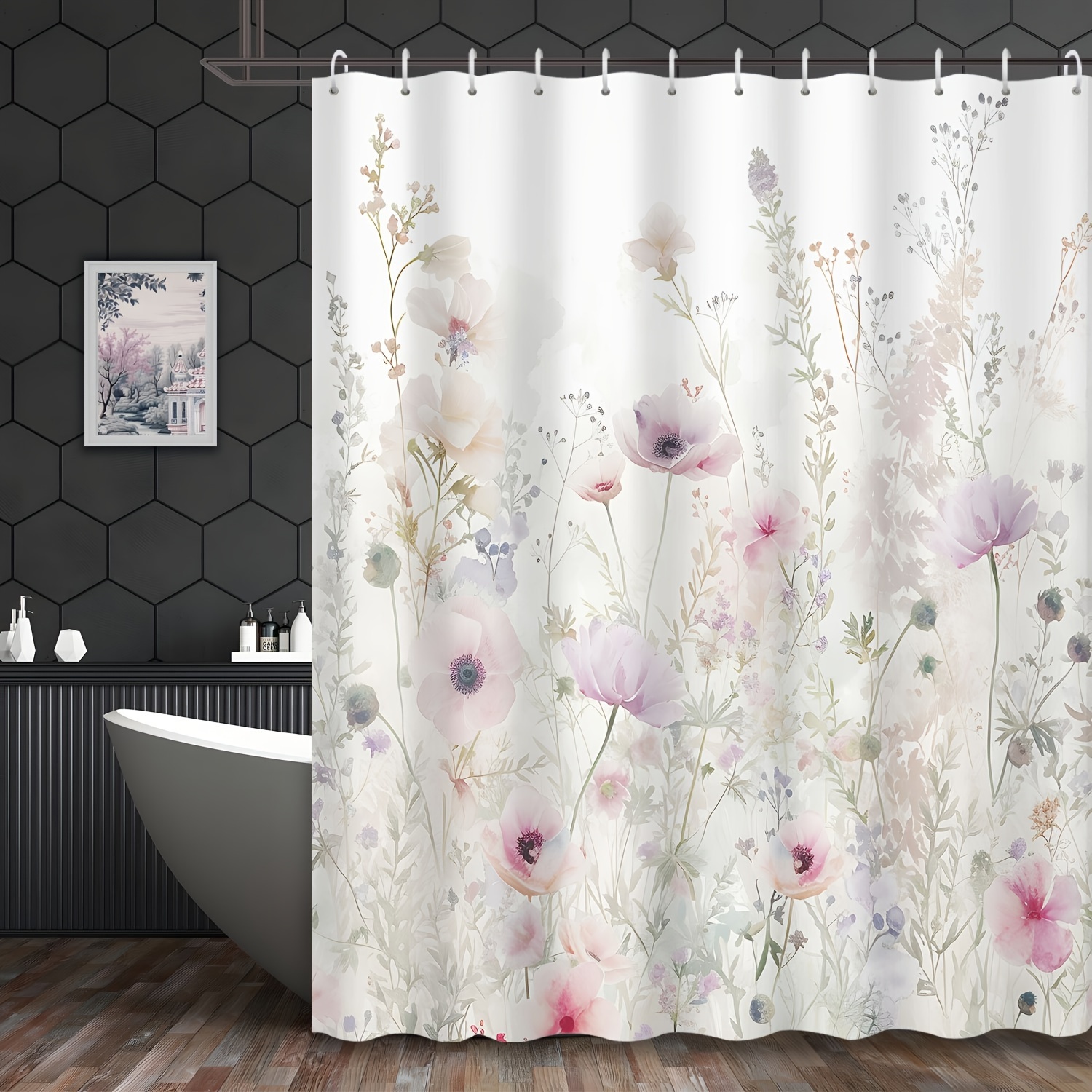 

1pc French Shower Curtain, Shower Curtain 12 , Printed Bathroom Shower Curtain Decoration Hanging 72inch*72inch