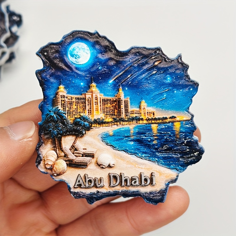 1pc Refrigerator Magnet Uae Abu City Building Three-dimensional Relief Souvenir Magnetic Sticker Decoration Magnetic Sticker Souvenir