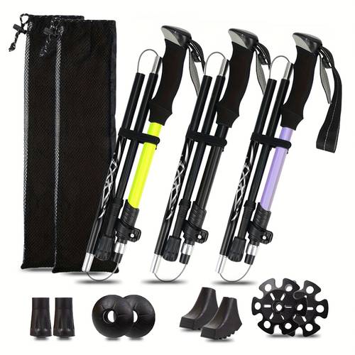2 stuks, ultralichte 7075 aluminiumlegering opvouwbare wandelstokken, stevig en , wandelstokken, unisex wandelstokken, antislip zweetabsorberende ergonomische handgreep, vakantiecadeau