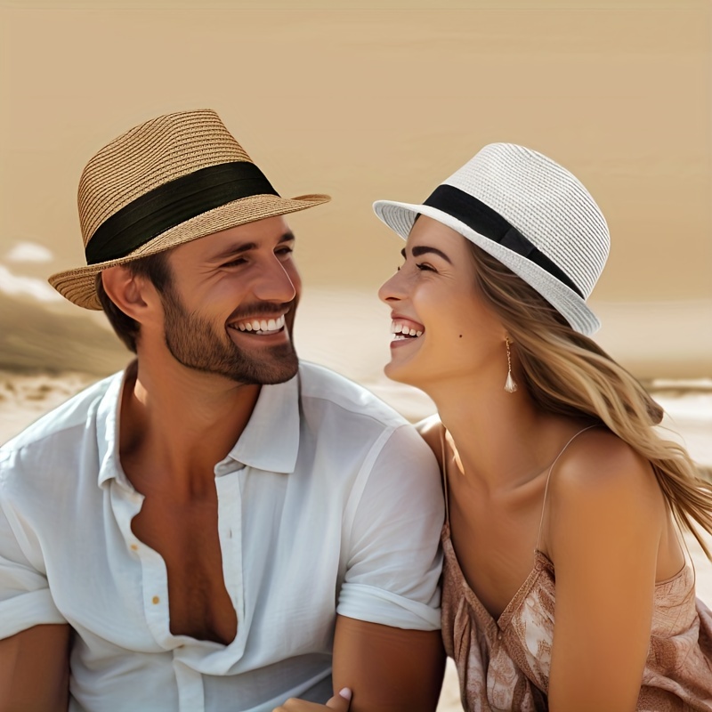 Mens Ladies Fedora Beach Travel Sun Hats Crushable Straw Panama