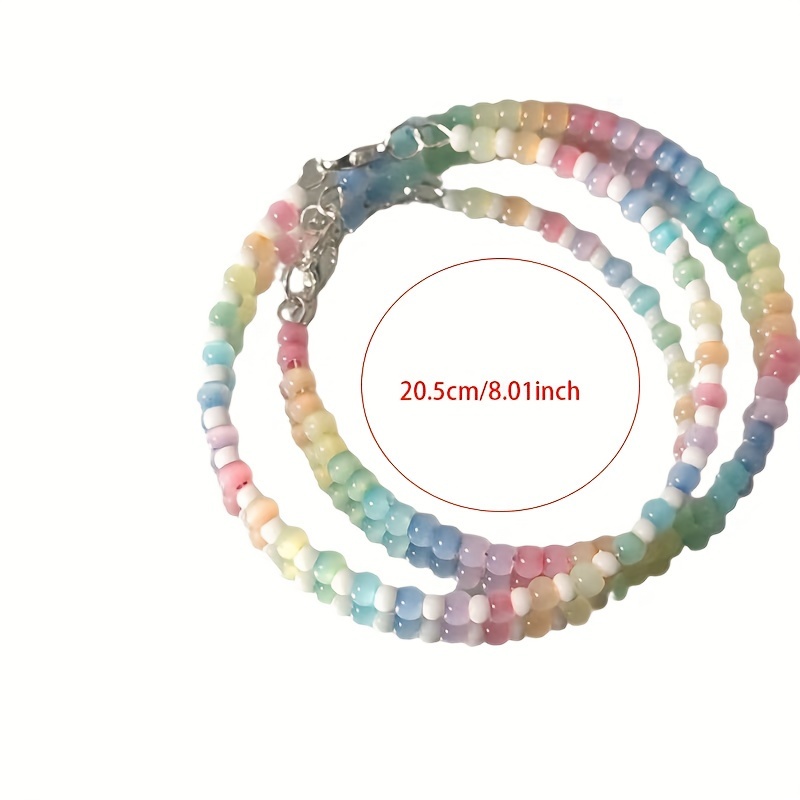 Rainbow Beaded Bracelet, Versatile Women's Accessory
