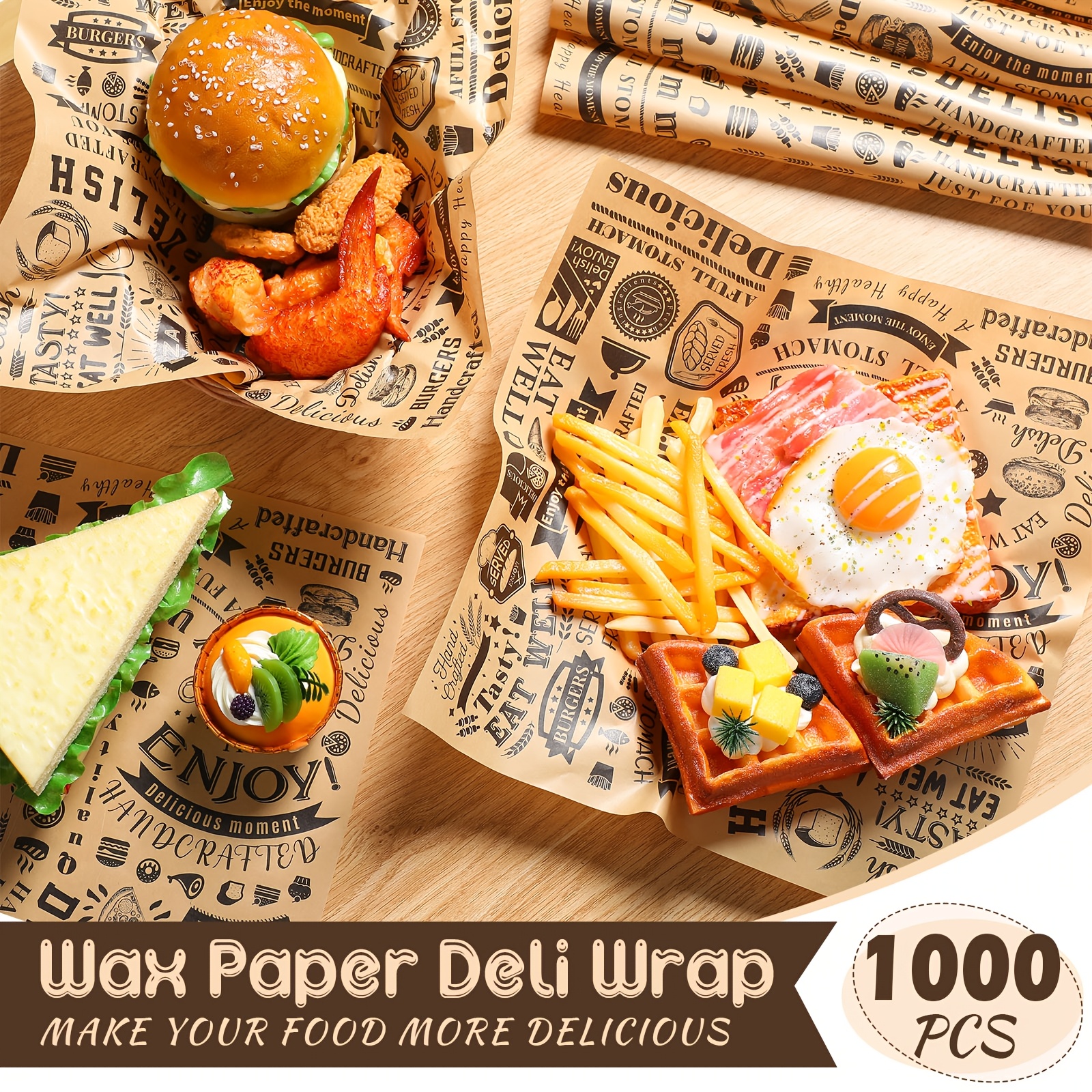 1000pcs 12x12 inch brown   wax paper sheets grease water resistant   sandwiches   and baking Product details 3