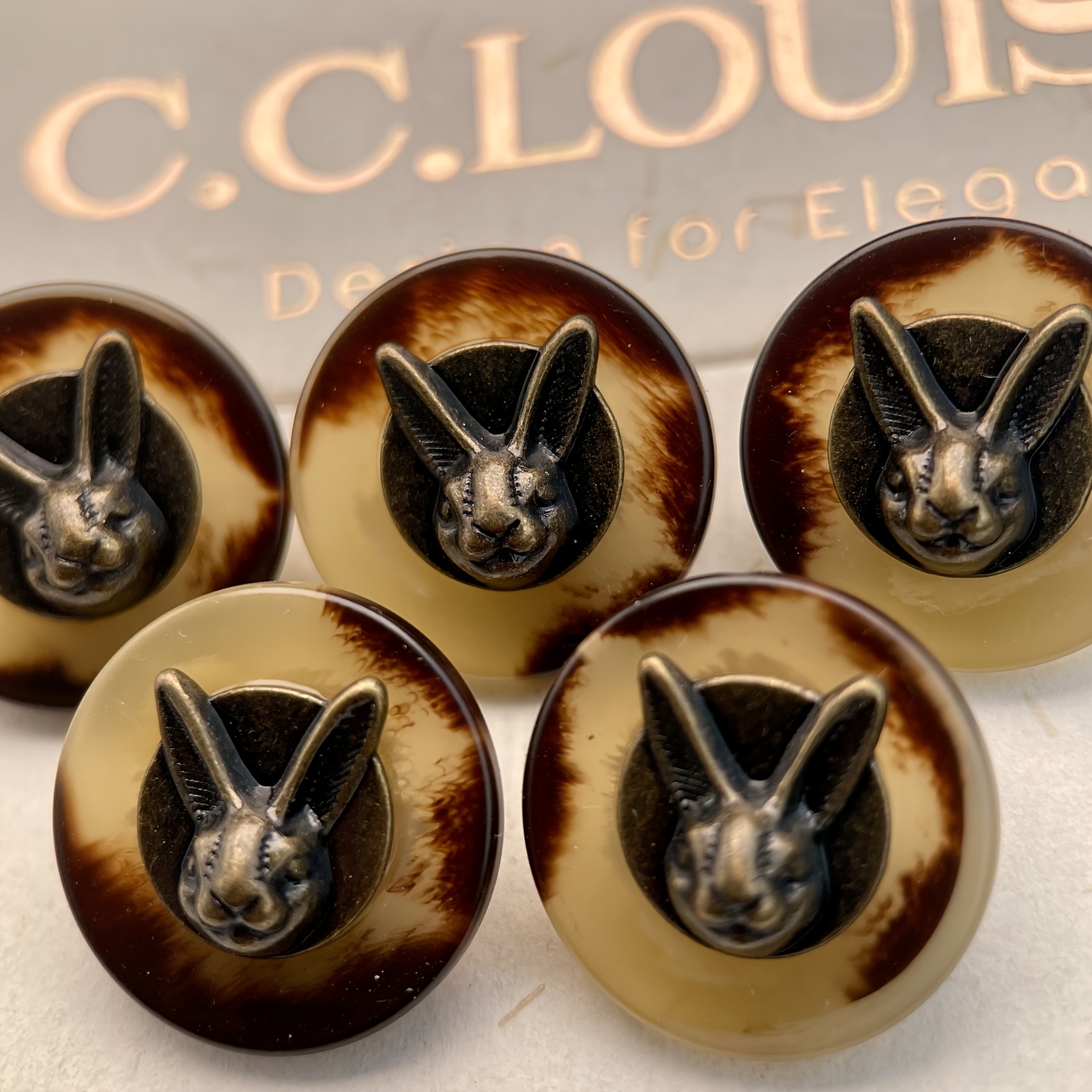 TEMU 5pcs 17mm Decorative Small Shank Buttons, Vintage Rabbit Head Figurine, For Clothing And Hair Accessories, Bags And Belts, Hats And Scarves, And