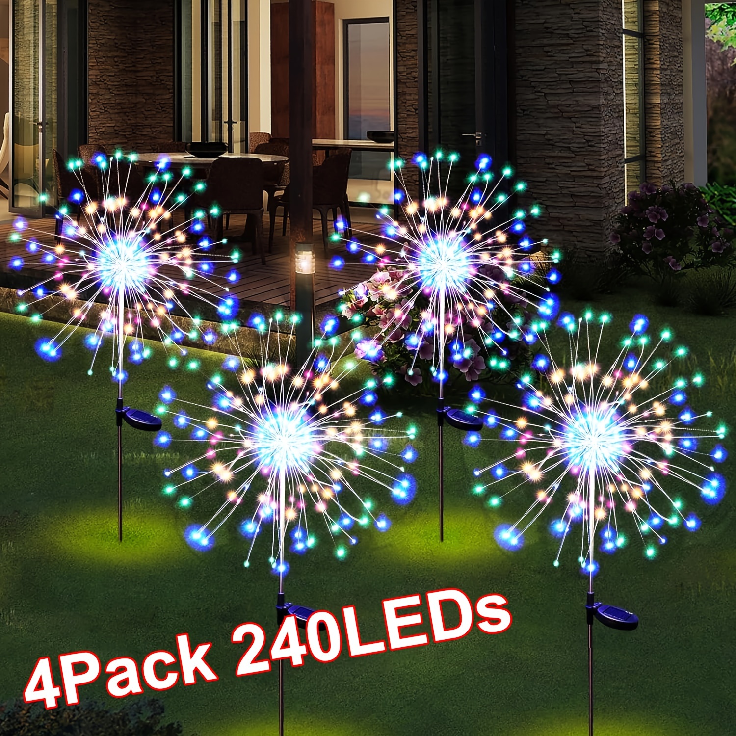 

4pcs And Solar Light, Outdoor Solar Garden Decorative Lights 240 Led Powered Copper Wires String Diy Landscape Light For Pathway Backyard Christmas Decoration Parties (/warm)