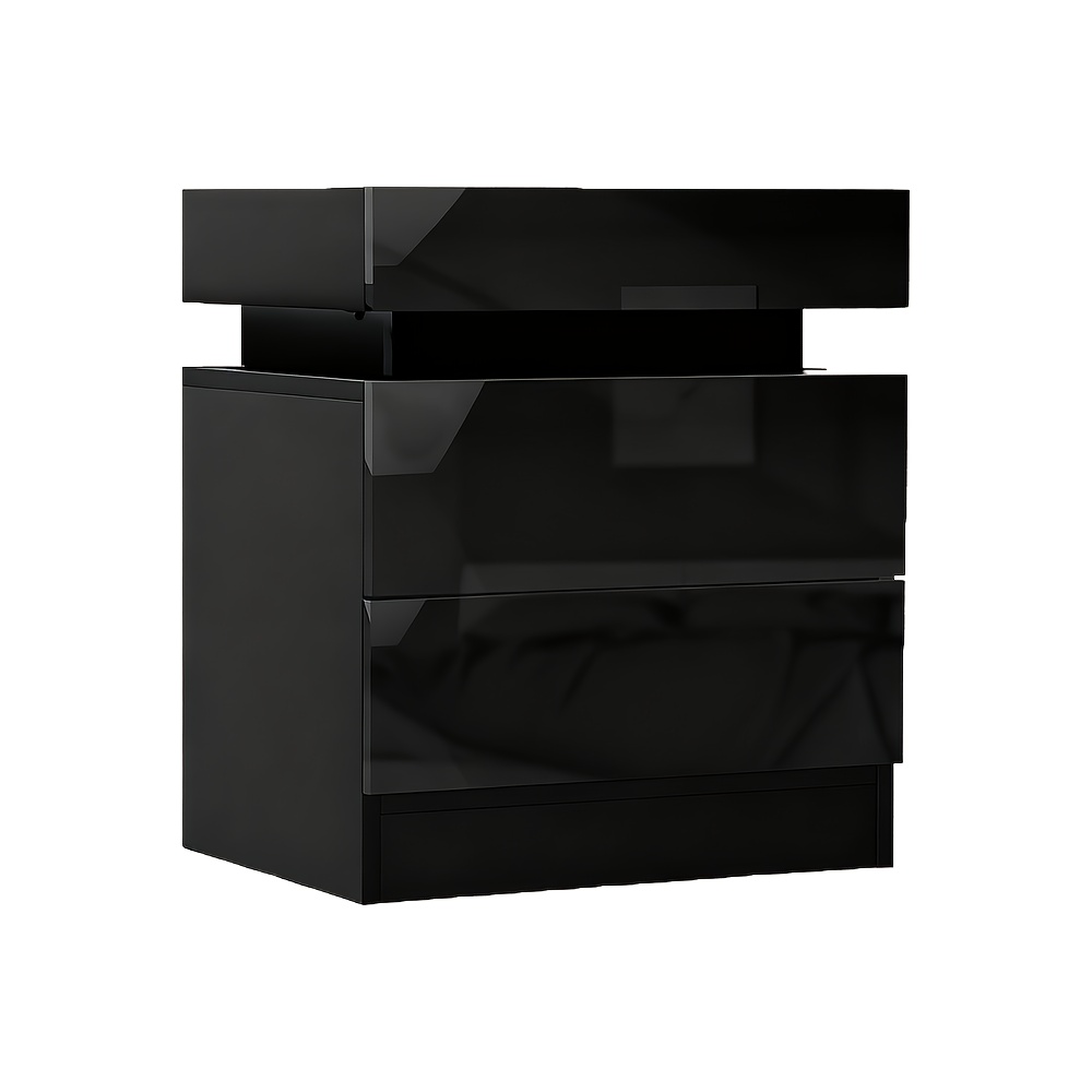 Two-tier Bedside Table With 2 Drawers, Suitable For Living Room And Bedroom, 45x35x52cm, Black