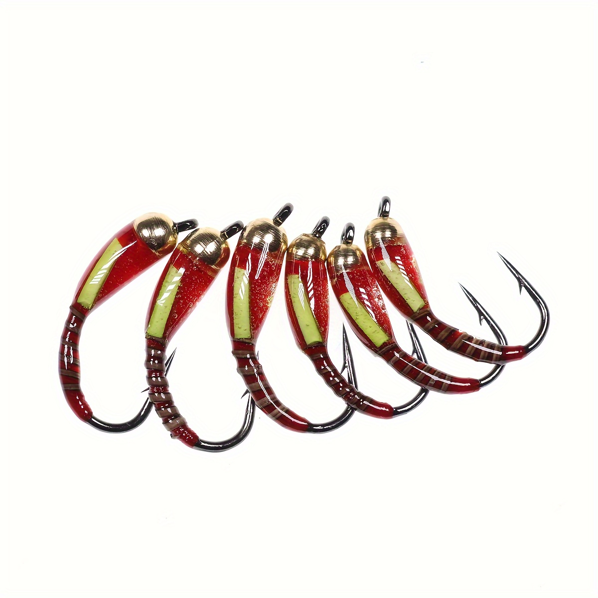 

6pcs Brass Bead Head Buzzer Wet Flies - Carbon Steel Ice Fishing Jig For Trout, Pike, Fast Sinking Artificial - Pack Sizes #10 #12 #14