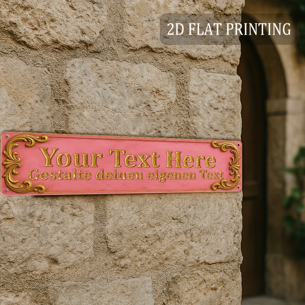 TEMU 2d Flat, 2d Flat Plane, 1pc, 16x4 Inches, Diy Customizable Text Sign, Suitable For Outdoor Wall Decor, Garden Gate, Front Door, Fence, Porch,