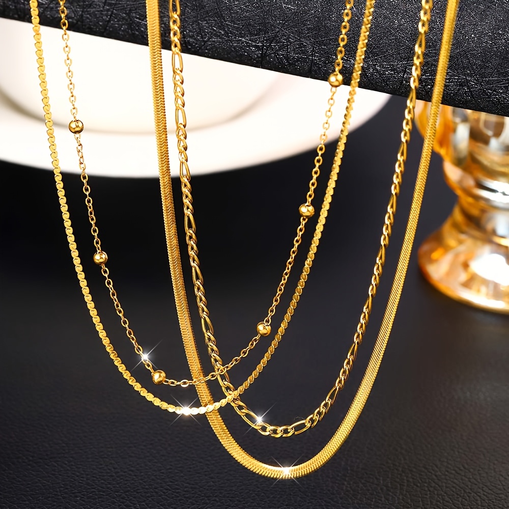 TEMU Set collane a catena ipoallergeniche in acciaio inossidabile qualit�, impermeabili e resistenti allo sbiadimento, eleganti e versatili, semplici