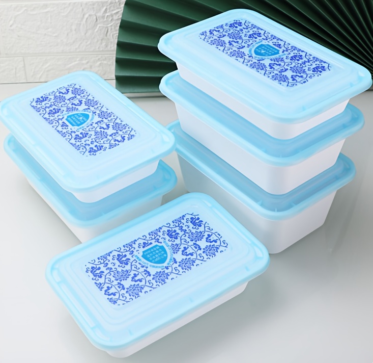 chinese style blue and white porcelain frosted thickened square box   box packing   sets of 750ml with lid bpa free safety grade pp material   used in microwave oven freezer independent carton packaging details 1