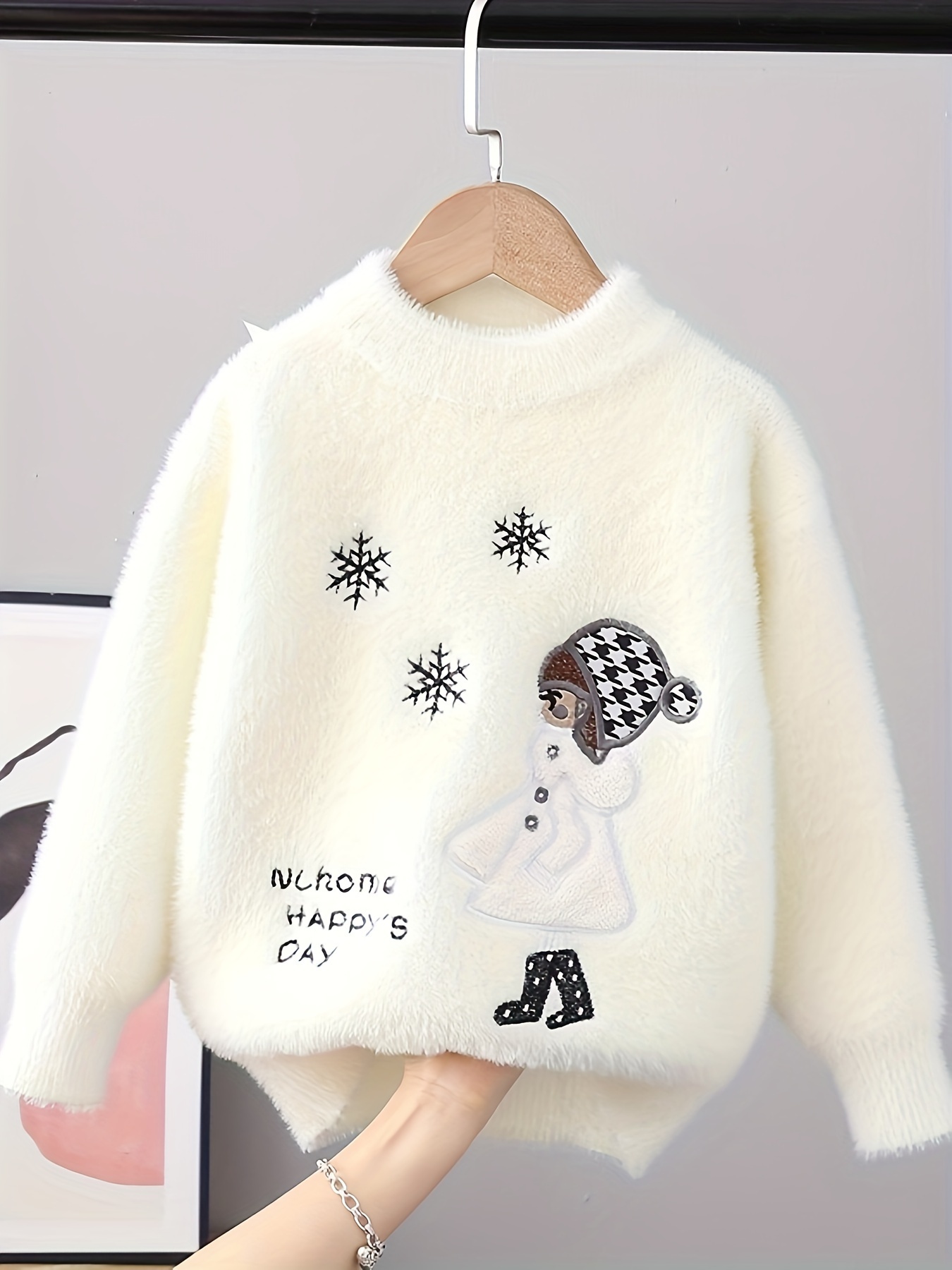 Girls' *ter Small Fragmented Flower Pullover *ter 2025 Autumn/Winter New  Mink Plush Western Style Bottom Knitted Shirt Children's