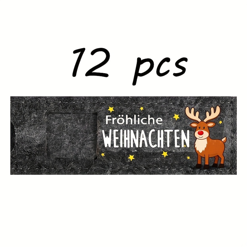 TEMU Weihnachtsgeschenkbox-Verpackung – 12-teiliges Set mit Rentier- Schneemann-Motiven, Weihnachts-Schokoladetüten, inklusive deutschem "Frohe