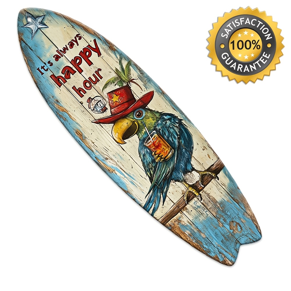 

1pc Vintage Surfboard-shaped Wooden Sign, " " Wall Art, 16"x4.7" Manufactured Wood, Multipurpose Outdoor Welcome Decor, No Electricity Needed, Ideal For Pool & Beach House